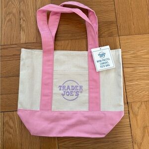 Trader Joes Canvas Mini Tote Bag - Pink